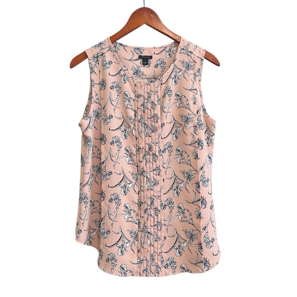 Ann Taylor Flowy Peach Floral Sleeveless Blouse Size S